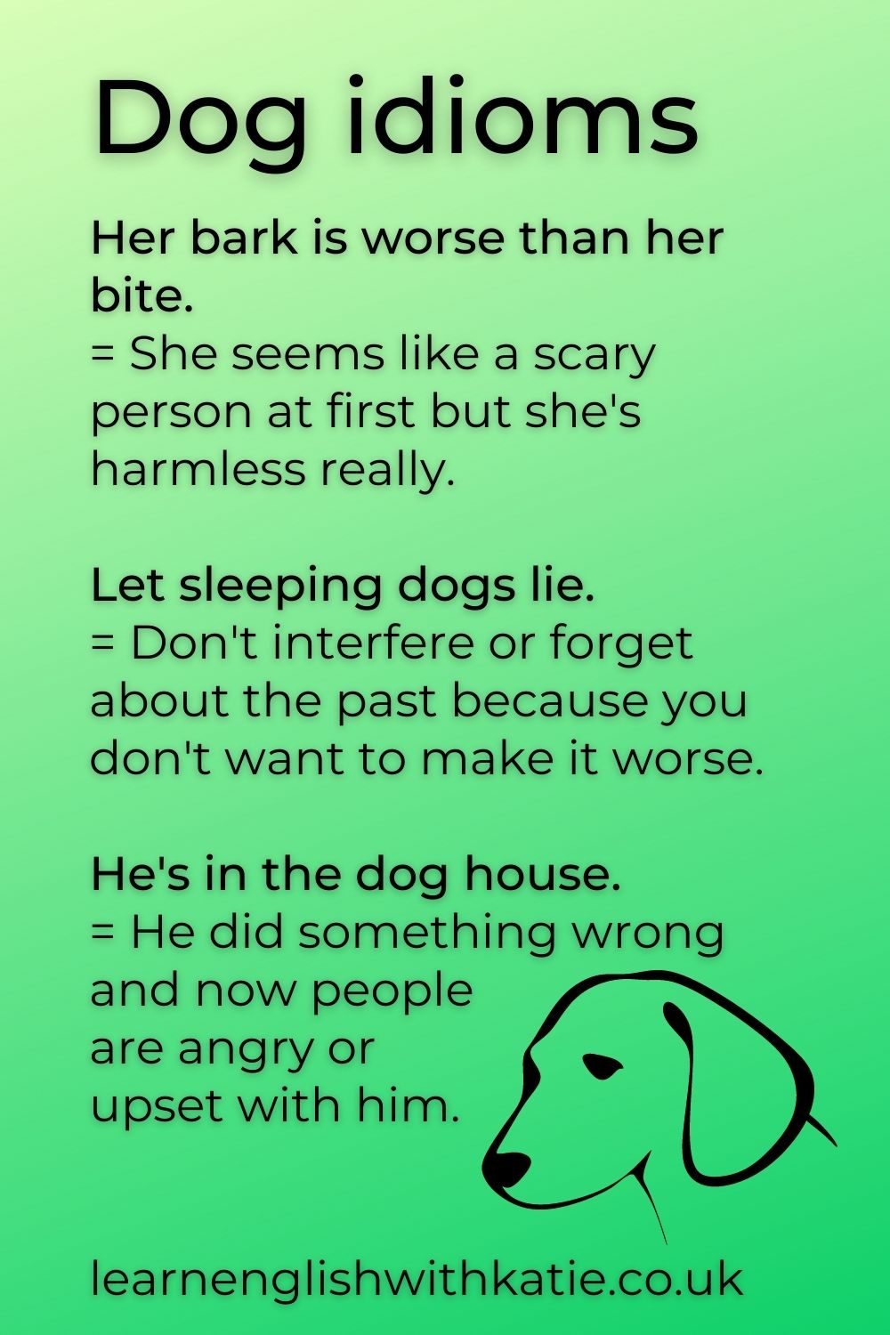 Pinterest pin featuring three dog idioms
