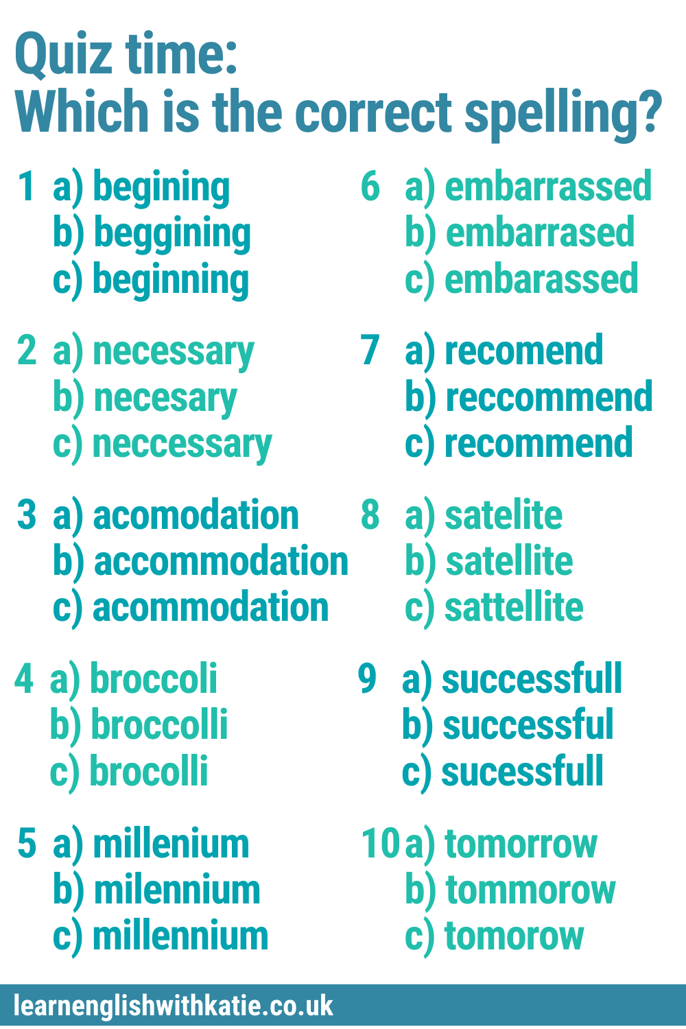 Spelling quiz Pinterest pin