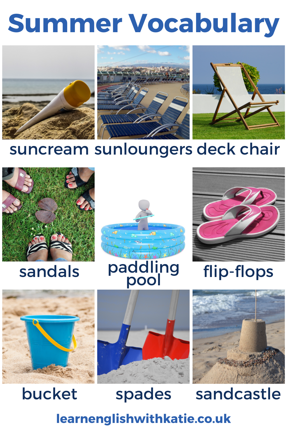 Picture dictionary of summer words from post